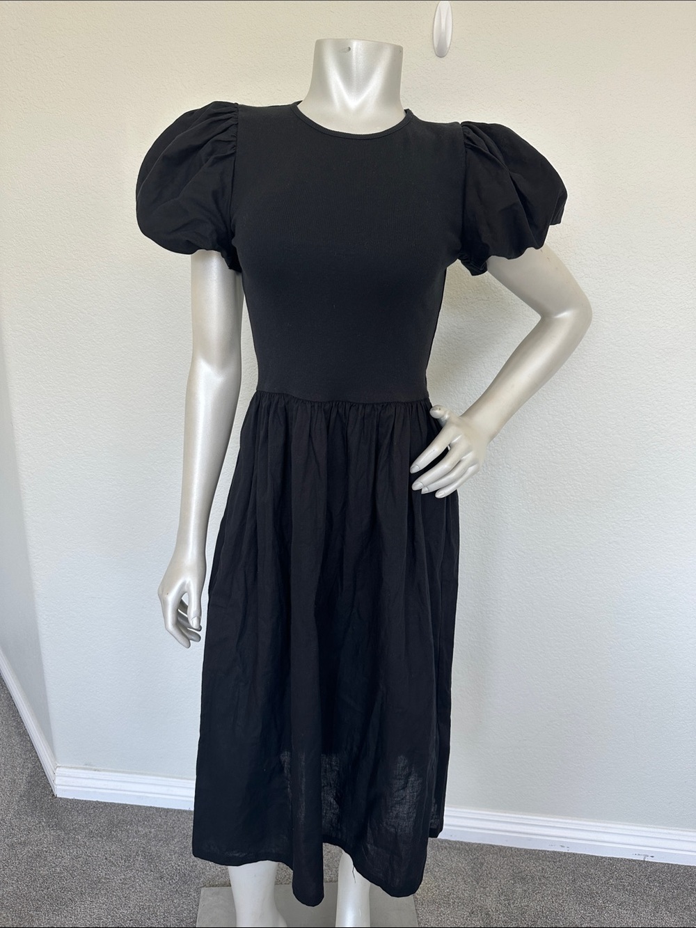 ZARA MIDI Puff sleeve dress - Picture 6 of 10